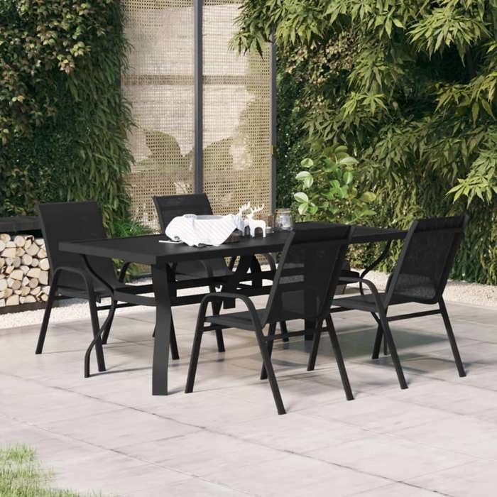 vidaXL Acacia Ensemble à Dîner de Jardin 5 pcs Salon de Jardin Mobilier de Salle à Manger dExtérieur Arrière cour 3058324 - vue 9