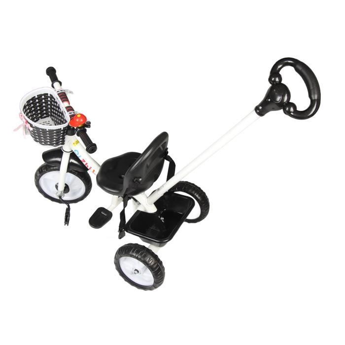 Tricycle évolutif Bébé Avec Poignée Parent - Pliable, Panier, Capote - Blanc, 5 Couleurs - De 1 à 4 Ans - 2