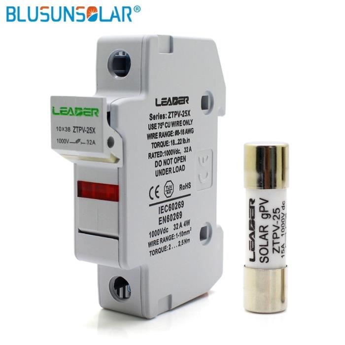 Porte-Fusible Photovoltaïque 1000V DC - Connecteur Auto-bloquant Pour Système Solaire (-40℃ à +90℃)