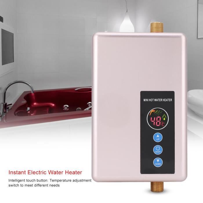 rouge 220V 3400W Mini chauffe-eau électrique sans réservoir Chauffage à eau chaude instantanée Douche Système deau chaude pour salle de bains Cuisine Lavage Rouge UE 