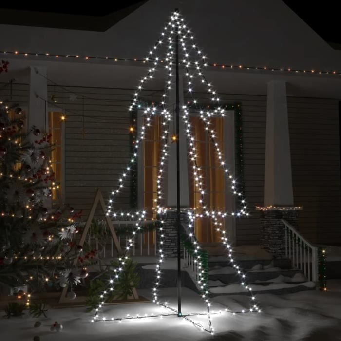 Sapin De Noël Artificiel Cône 360 LED VidaXL - 143x250 Cm, Pour Intérieur Et Extérieur