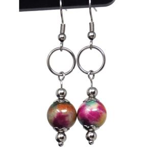 4 paire 10 Mm Noir Agate Rose Bleu Violet Jade boucles d/'oreilles