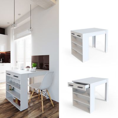 Set de table de bar Repose, blanc/anthracite, 45x110cm avec 2 tabourets de bar, Vicco
