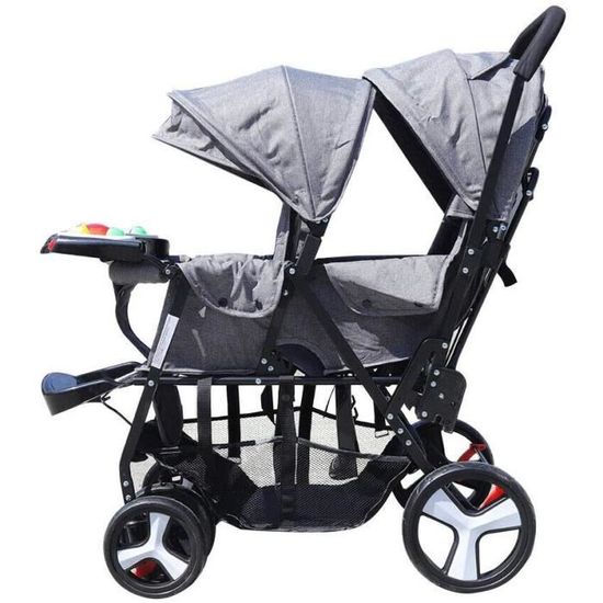 Poussette double pliable avec ceinture de sécurité pour bébé à partir de 6 mois Capacité de poids 66 lb style 1