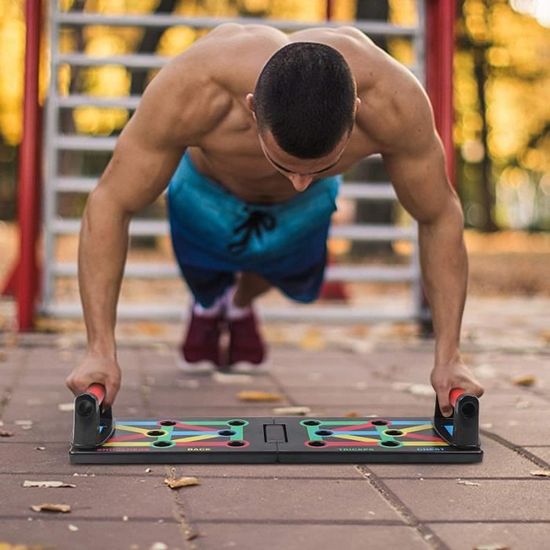 Planche De Pompes Flintronic 12/24 En 1 – Pliable, Poignées Antidérapantes, 300 Kg – Pour Tout Le Corps