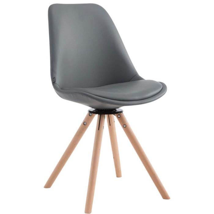 CLP Chaise Scandinave Calais en Similicuir I Pieds Bois De Hêtre Carrés I Chaise Pivotante avec Dossier I Chaise Design Retro, Couleur:Marron, Couleur du Cadre:Natura
