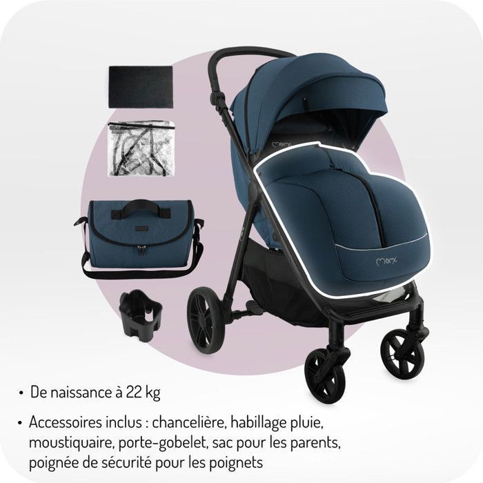 Poussette MoMi CLARA Buggy jusqu'à 22 kg - sac, couvre-pieds