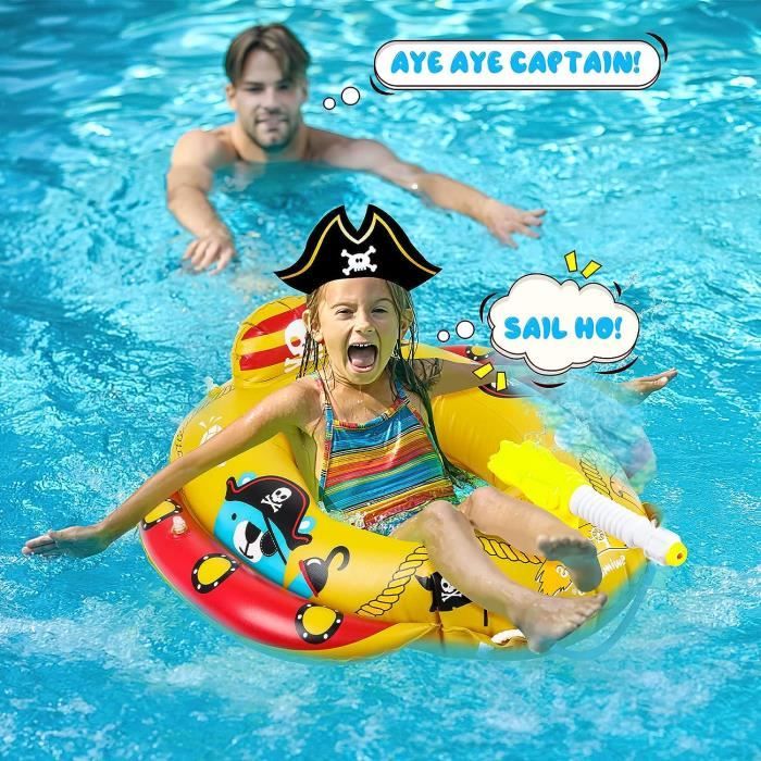 Chitomars Bouee Piscine Enfant Pirate Bateau Gonflable Enfant Avec Pistolet A Eau Bouee Bebe Bebe Siege De Piscine Anneau De Natation Bebe Equipement De Natation Pour Enfants De 2 10 Ans