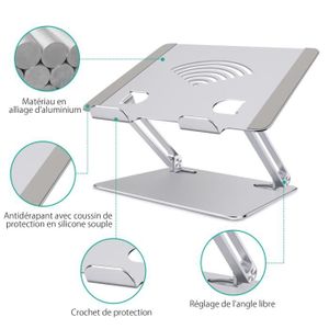 Support Ordinateur Portable BoYata - Aluminium Réglable 0-90° - Refroidissement Amélioré - Compatible 10-17 Pouces