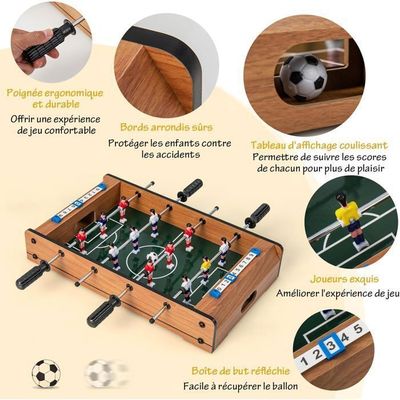Table De Baby-foot Avec 18 Joueurs - 2 Ballons Inclus - Design Sportif - Pour Adulte Et Enfant - Fête, Bar, Salle De Jeux
