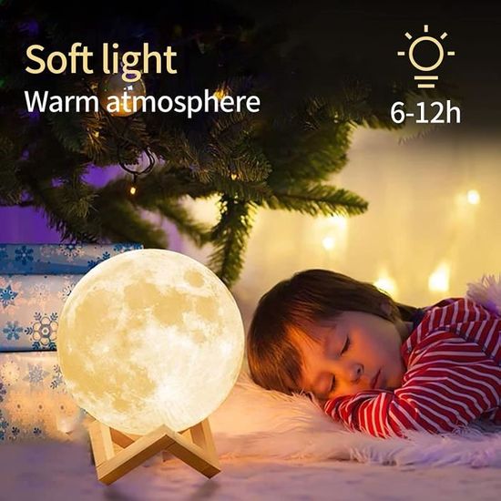 Jiusion 15cm Lune Lampe 3d Impression Nuit Lumière Avec Base