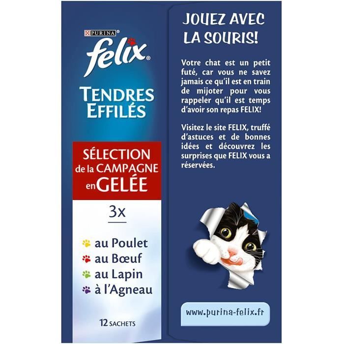 Nourriture pour chats Felix Tendres Effilés en Gelée Viandes - 12 x 100 g -  Sachets repas pour Chat Adulte - Lot de 6 38220 - Cdiscount