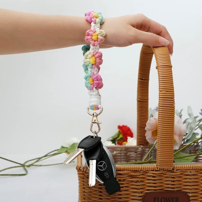 Porte-clés Macramé Femme AOKSUNOVA - 2 Pièces, Lanière Courte, Style Bohème, Coton, Léger Et Pratique