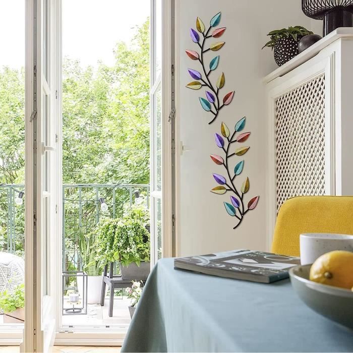 Lot De 4 Décorations Murales Arbre En Métal - Ornements Mur Salon Jardin Moderne