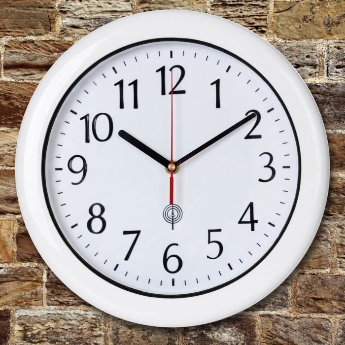 Horloge Murale Radio-Pilotée Avec Mouvement Silencieux Et Chiffres En Relief (Blanc)[g5746