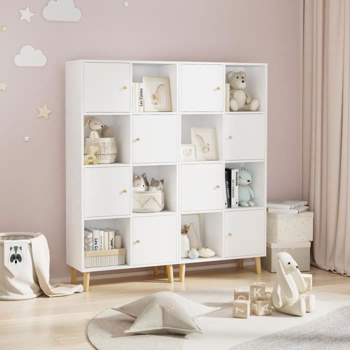 Bibliothèque 8 Niveaux Avec 2 Tiroirs - 185,5 X 80 X 30 Cm - Étagères Réglables, Blanc/noir - Meuble De Rangement Salon/bureau - 5