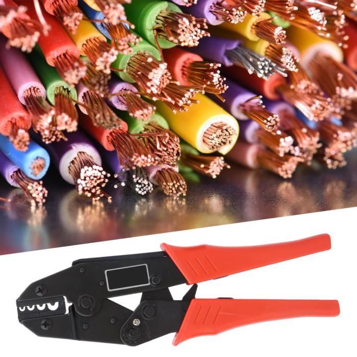 Heschen Pince à sertir à cliquet, HS-03B, bornes non isolées et outils de sertissage de réceptacle, utilisation pour 1,5-6 mm² (15-10 AWG), jaune