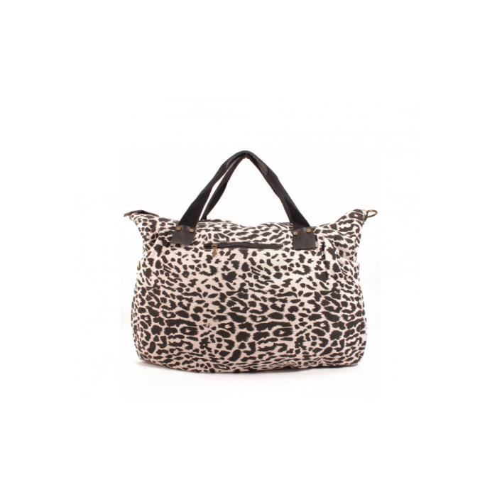 Le Temps des Cerises Sac Cabas en toile Kimmie 4 Leopard Noir