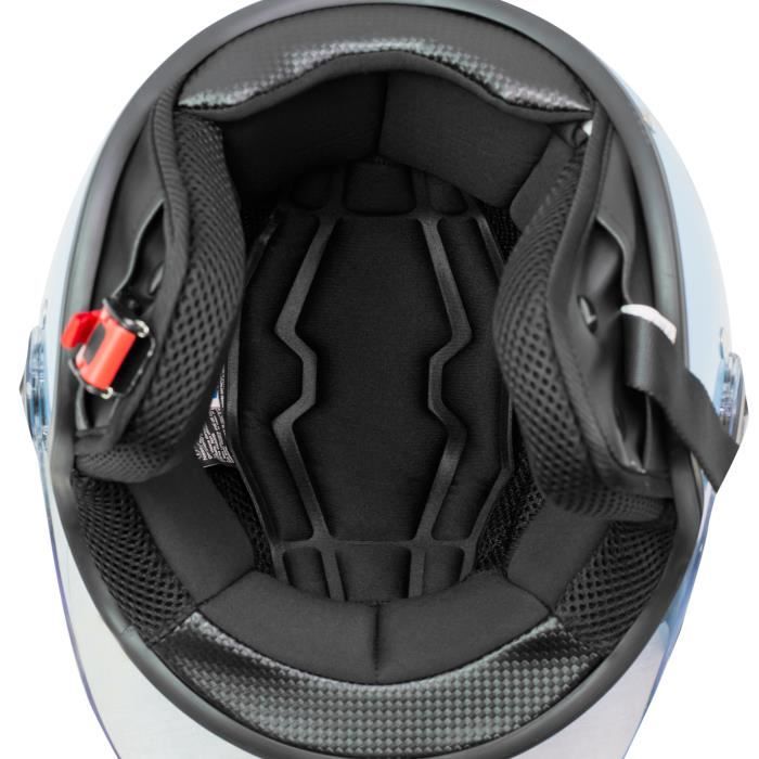 Casque Moto Demi-jet - Homologué ECE 22/06 - Visière Claire Anti-rayures - Rouge - Taille S - 9