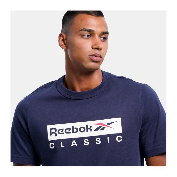 T shirt Reebok Gs Classic Homme Bleu Marine Manches Courtes Col Arrondi Bleu marine Cdiscount Pret a Porter