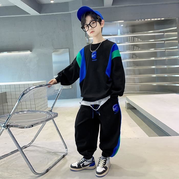 Ensemble Jogging 2 Pièces Garçon Sweat à Capuche + Pantalon 4-14 Ans - Vêtements Légers Polaire Automne Printemps