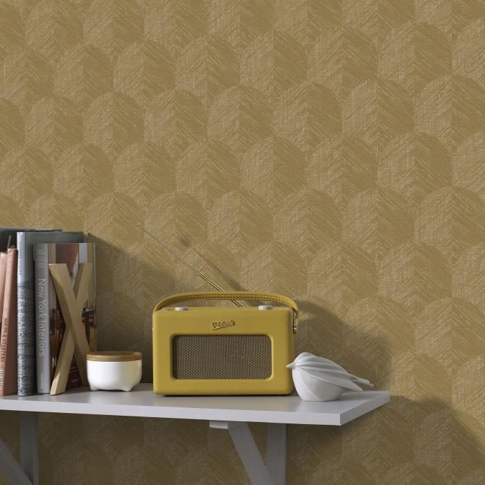 Papier peint intissé quadrillage Romee 1005 x 52cm Doré - Cdiscount ...