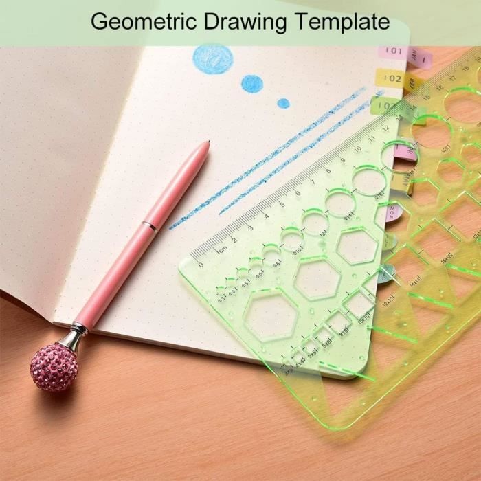 Lot De 2 Normographes (gabarits) Géométriques Pour Dessin - Modèles De Cercles Multiples - Résine K Transparente Orange - 5
