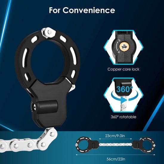 Antivol Vélo/trottinette électrique NextSeal - Chaîne 6 Mm à Verrouillage Rapide Sans Clé - Longueur 90 Cm, Avec 3 Clés - Résistant à La Coupe, Transport Facile