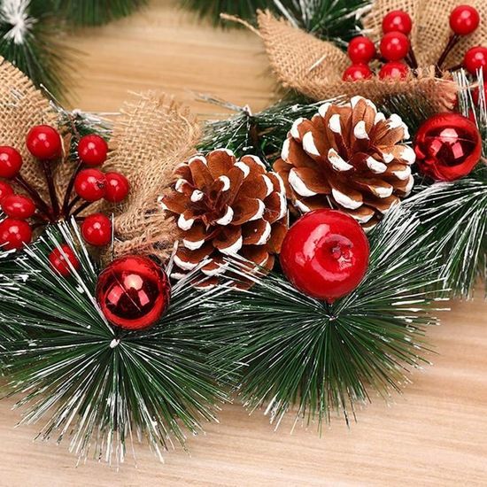 ATopoler 2.7 M Guirlande Sapin Décoration Noël Artificiel avec Pommes de pin Fruits Rouge Décoration de Noël pour Arbre Porte Murale Cheminée 3 boîte Cadeau