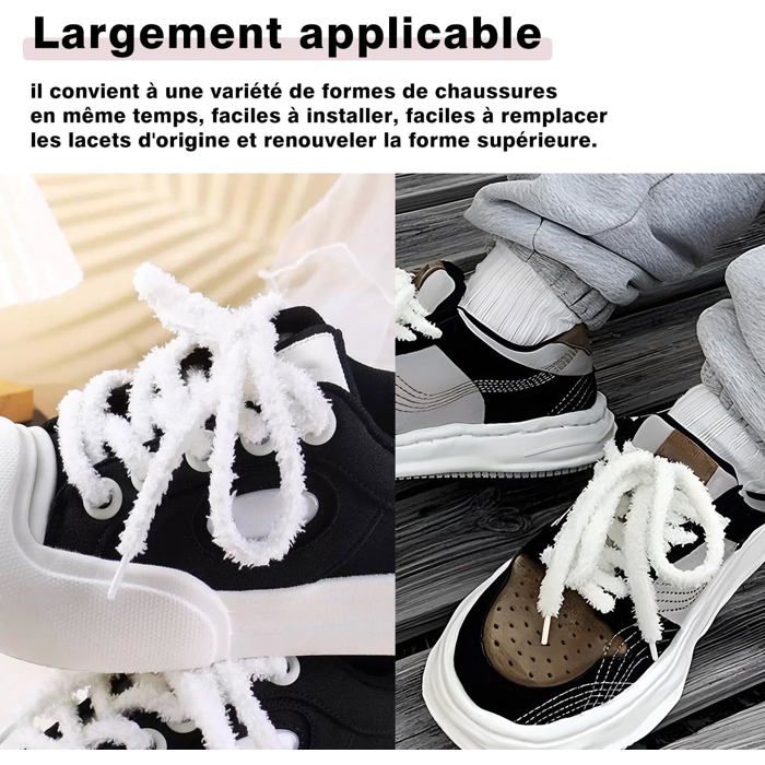 Paires de Lacets en Peluche, Lacet Fluffy Elastique pour Enfants