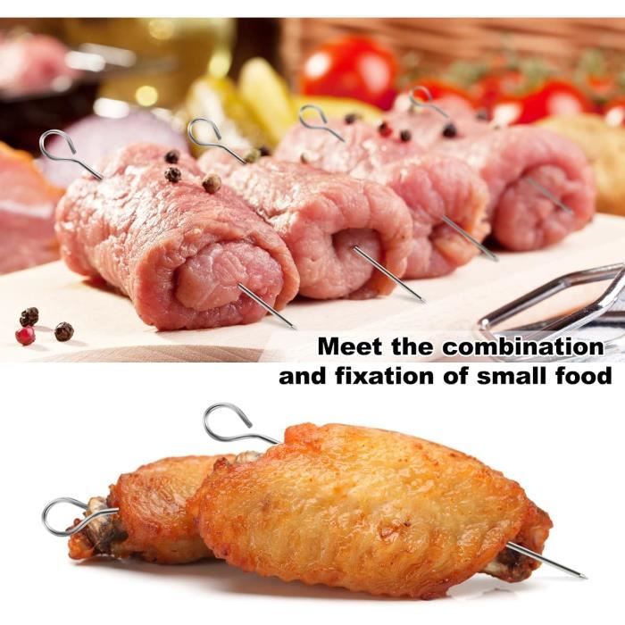 36 Pics à Brochette Inox 17 Cm - Pour Barbecue, Kebabs, Grillades, Réutilisables Et Lavables Au Lave-vaisselle