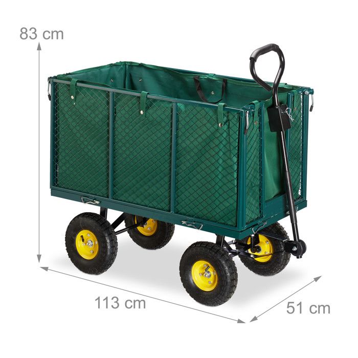 Relaxdays Chariot De Transport, Côtés Rabattables, Poignées Pour Porter