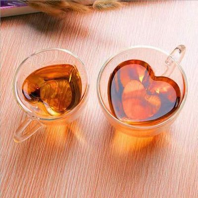 SeTin Lot de 2 tasses à café en verre à double paroi en forme de cœur SeTin Lot de 2 tasses à café en verre à double paroi en forme de cœur