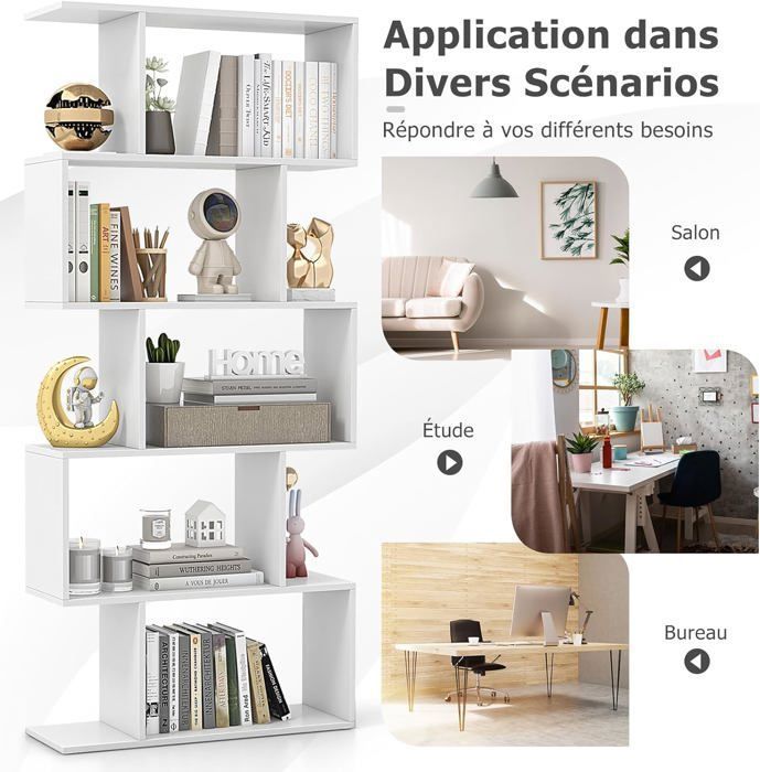 HOMASIS Étagère Rangement 5 Niveaux Roulettes - Portes PC Rabattables, Anti-basculement - Blanc