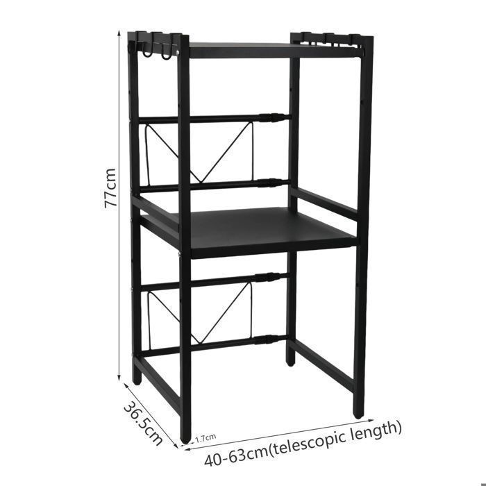 Étagère Micro-Ondes Extensible Blanche, Support En Acier Carbone