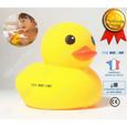 TD® canard de bain flottant bebe jaune enfant en silicone jouet douche piscine qui couine fait du bruit jeu fille garcon salle de-0