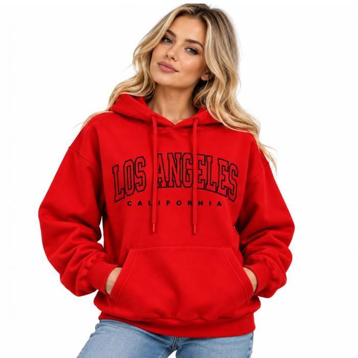 Pull à Capuche Rouge Femme L.O.G.G. Avec Impression Graphique - Taille 12 - Super Confortable