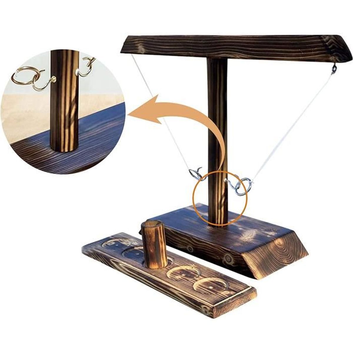 Hook Ring Toss Game Enfant, Jeu D'anneau De Lancer en Bois Crochets