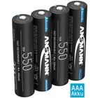Pile ANSMANN AAA 550mAh NiMH 1.2V - rechargeable avec faible auto-décharge, pour télécommande, lampe de jardin, etc. (4 pièces)
