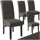 Chaises - TECTAKE - Lot de 4 fauteuils de salle à manger aspect cuir avec revêtement synthétique et forme ergonomique - Gris marbré