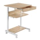 Bureau d'Ordinateur Portable Roulant YAHEETECH - Chêne Clair - 1 Tiroir et 2 Etagères