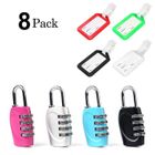 BIGILANTUH 4 x Cadenas de sécurité + 4 x Etiquettes Bagages - Cadenas de sécurité Combinaison Voyage Valise Bagages Code de Sac Lock