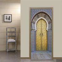 Papier peint,Autocollant de porte auto-adhésif,décor à la maison,art mural,salon,musulman,grande - MT-768-85x215cm (cut 2 pcs)