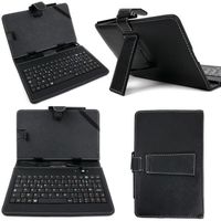 CON® Étui en cuir pour tablette clavier 7 pouces étui noir avec clavier pour Tab 2 A7-10, Tab 2 A7-30 et Tab 2 A8