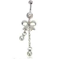 LCC® Piercing de nombril avec cristal et Pendentifs perle noeud papillons Bijoux de corps classique-acier chirurgical-mode fantaisie