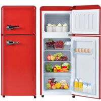 Réfrigérateur congélateur haut - 2 portes 92 L (28+64) - L 41cm x H 105cm - rouge