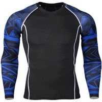 T Shirt Homme Col Rond Tee-Shirt Homme Manches Longues Imprimé T-Shirt Homme Pour Sport Fitness Automne-Noir bleu
