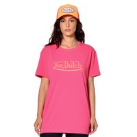 Von Dutch Tee shirt femme 100% coton, t-shirt femme JODIE, oversize, col rond & manches courtes - rose taille XS