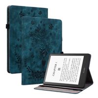 Coque Amazon Kindle Paperwhite 11e Gén-KPW5 6.8", Housse PU Cuir Flip Cover Case avec Étui de Protection,Papillons bleus et roses