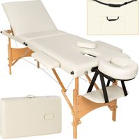 TECTAKE Table de massage pliante 3 Zones Bois, cosmétique, portable